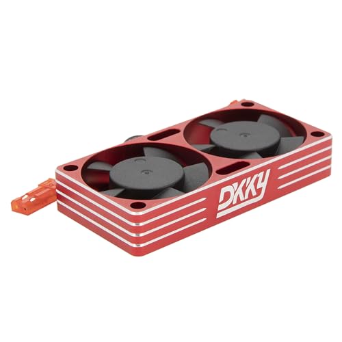 DKKY RC Motor Cooling Fan Heatsink 30mm Dual Fan for ARRMA Axial Traxxas 1/6 1/8 1/10 RC Crawler Car 3650 550 3660 4274 4068 4268 Motor (Red) - color: Red