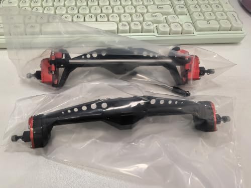 CNC Metal + Nylon Portal Axle Set for Axial Capra 1.9 UTB AXI03004/AXI03000T1 1/10 RC Crawler– Front & Rear Complete Assembly (red-Black) - color: Red-black