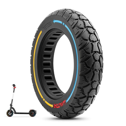10X2.125 Off Road Tire for Electric Scooter, 10 Inch Solid Rubber Tires Compatible with Ninebot F20/F30/F40/F65, Tubeless Solid Tiyes for Electric Scooter, Electric Scooter Tires Colorful 1PCS - color: 1Pcs Blue line