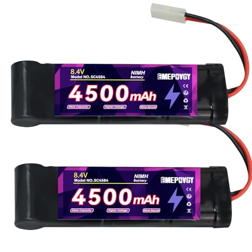 8.4V RC NiMH Battery 4500mAh Capacity Rechargeable 7-Cell Flat Battery Pack with TMY Plug(2 Packs - color: 8.4V-2