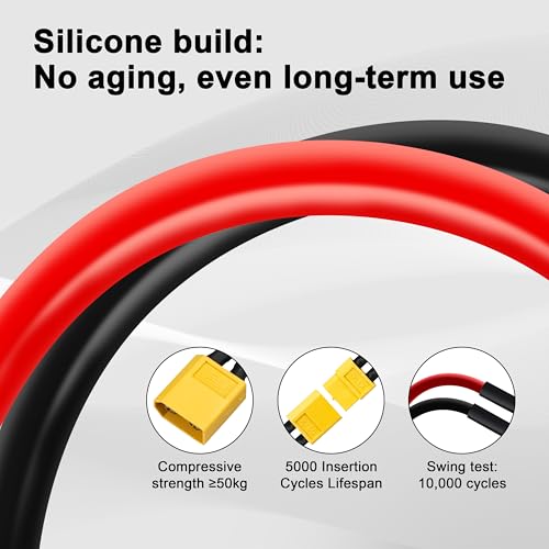 2-Inch 16AWG Silicone Wire XT60 Male to EC3 Female Adapter - High Temp 248°F, 600V, for FPV Drones, RC Cars, Battery Chargers & ESC