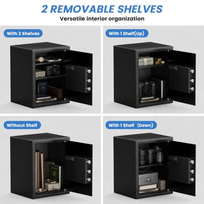 17.55'' Fireproof Safe Box with Digital Keypad, 3.2 Cu Ft Home Safe | Safes with Smart Alert, 2 Removable Shelves,Keys & Pass Code,Wall Mount,External Emergency Power and Fireproof Waterproof Bag - size: 3.2 Cubic Feet
