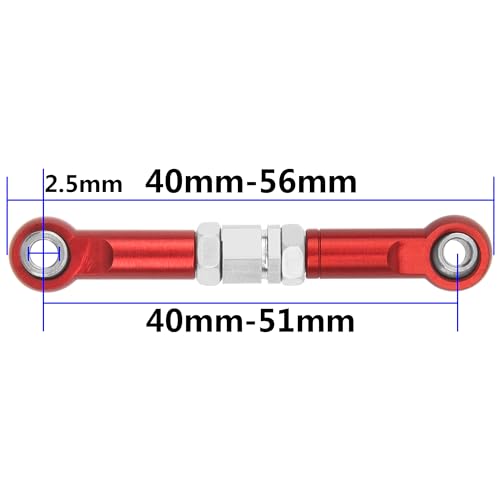 Share Goo 4Pcs ShareGoo Metal Steering Rod Servo Linkages Turnbuckle Compatible with Hyper Go MJX 16207 16208 16209 16210 H16BM H16GT H16DR 1/16 RC Car (Red) - color: Red