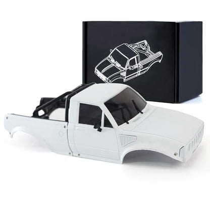 1/24 Pickup Truck Hard Body with Rear Cage Frame Wheelbase 133mm for 1/24 RC Crawler Axial SCX24 Bronco/Wrangler/C10/Base Camp Shell Upgrade (White) - color: White
