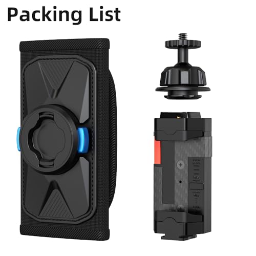 Backpack Mount Bag Shoulder Strap Clip Holder Attachment Compatible with iPhone 17/16/15 Pro Max/15/14/13/12, Samsung and More Phones (Black-01)