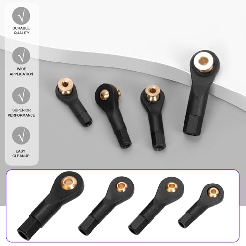Swpeet 20Pcs 4 Sizes Link Rod End M2 M2.5 M3 Ball Joint Head Assortment Kit, Copper Ball Head Holder Tie Rod, Ball Head Tie Rod End Holder, Link Rod End Ball Joint for RC Car Robot