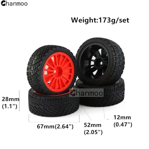 1/10 RC Drift Tires and Hard Plastic Wheels Rim 12mm Hex OD 67mm On Road Tyres for 1:10 Scale Rally Racing Car Tamiya TT01 TT02 XV01 TA06 A959 PTG2 144001 HPI KYOSHO HSP PTG2 Traxxas 4PCS