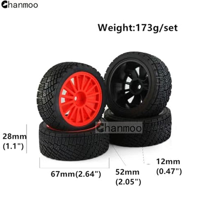 1/10 RC Drift Tires and Hard Plastic Wheels Rim 12mm Hex OD 67mm On Road Tyres for 1:10 Scale Rally Racing Car Tamiya TT01 TT02 XV01 TA06 A959 PTG2 144001 HPI KYOSHO HSP PTG2 Traxxas 4PCS