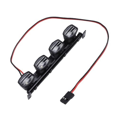 Dpofirs Durable Metal Bracket RC | PreWired PlugandPlay 4 LED Roof Light Bar for 1/12 1/14 /16/18 RC Crawler Offroad Vehicles, Easy Installation Upgrade for WPL MN