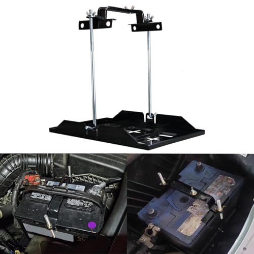 Battery Hold Down Tray Kit Metal Battery Tray Holder with Adjustable Bracket Clamp for Cars Boats Marine - size: 10.06-inch Bolt with 13.38-inch Battery Tray