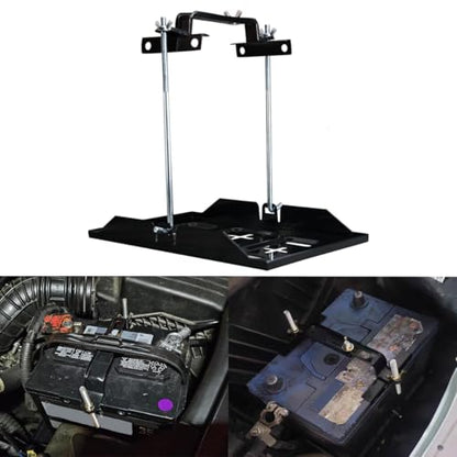 Battery Hold Down Tray Kit Metal Battery Tray Holder with Adjustable Bracket Clamp for Cars Boats Marine - size: 10.06-inch Bolt with 13.38-inch Battery Tray