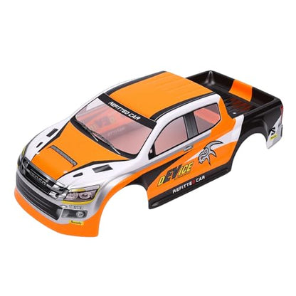 RC Car Body Shell 1/10 Scale Universal Painted Precut Modification 26cm Wheelbase for Pickup Truck (Orange) - color: Orange