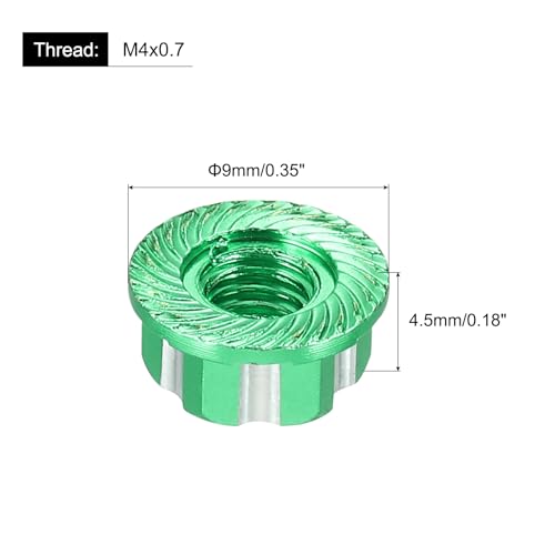 MECCANIXITY Hexagonal Nuts Aluminum M4 RC Wheel Carving Hex Nuts Dustproof Anti-Skid Mount Cap for 1/10 RC Model Car Trucks Off Road Car Upgraded Parts Pack of 2(Green) - color: Green
