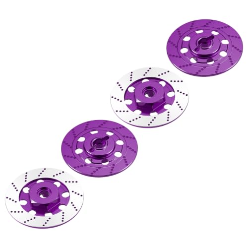 4PCS MORFUM RC Aluminum Alloy Hex Drift Wheels Rim Tires Hub Brake Disc Compatible with Sakura D4 AWD RWD 1/10 RC Drift Crawler Car Upgrade Parts (Purple) - color: Purple