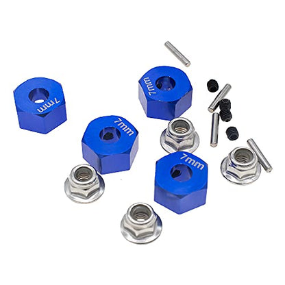 Aluminum 12mm Hex Wheel Hubs w/Axle Pins Nuts Replacement of 1654 for RC Traxxas 1/10 Slash 4x4,Stampede 4WD (4-Pack)