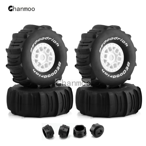 1/7 1/8 RC Short Course Truck Car Tires and Wheels Rims 17mm Hex Snow Sand Buggy Desert Tyres for 1:7 Or 1:8 Scale RC Off Road Truck Car TRAXXAS UDR 85086-4 ARRMA YK4072 DF7 4Pcs (B White) - color: B White