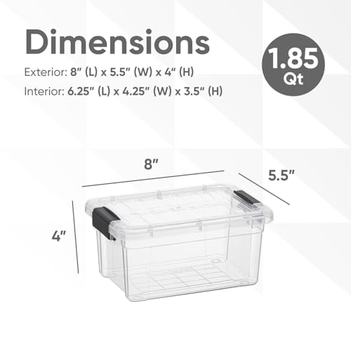 Superio Clear Storage Bins with Lids, Stackable Storage Box with Latches and Handles, Extra Small, 4 Pack 1.75 Quart - size: 1.85 Qt, style: 4 Pack