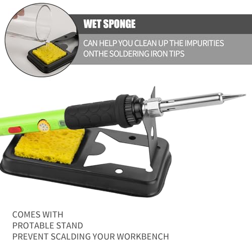Soldering Iron Kit, 60W Soldering Iron with 5pc Interchangeable Tips, 10-in-1 Adjustable Temperature Solder Welding Tools, Fast Heating, Electronic Repair, 110V, Green - color: 60w 10-in-1 Green