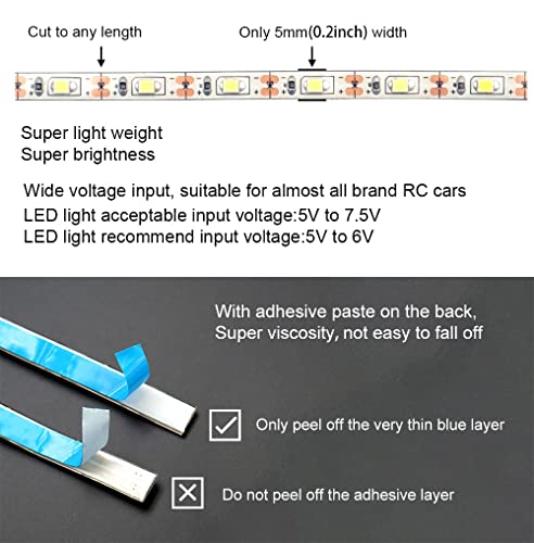 Waterproof LED Light Strips for RC Cars Trucks Airplanes Boats Drones Fixed Wing AR Wing Model Underglow Light (Ice Blue) - color: Ice Blue