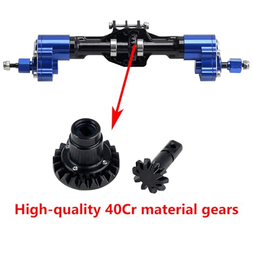 DJX CNC Aluminum RC Front & Rear Portal Axles Set +4mm Extended Complete Axles for 1/18 RC Rock Crawler Redcat Ascent-18 Upgrades Parts(Black&Blue) - color: Black&blue