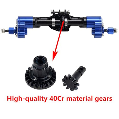 DJX CNC Aluminum RC Front & Rear Portal Axles Set +4mm Extended Complete Axles for 1/18 RC Rock Crawler Redcat Ascent-18 Upgrades Parts(Black&Blue) - color: Black&blue