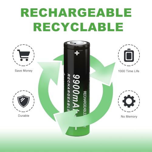 8 Pack Rechargeable Battery Ni-MH, 9900 mAh Upgrade Capacity Ni-MH Batteries for LED Flashlights, Mini Fans, Toys, Remote Control, Electronic Devices, RC Car and More (Flat-Top)