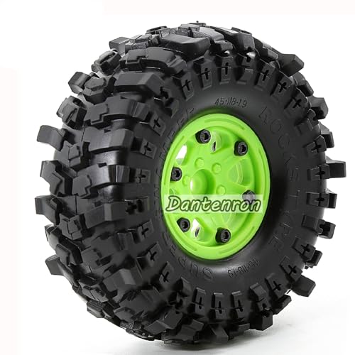 1.9 Rock Crawler Mud Tires and Plastic Wheels Rims OD 118mm 1/10 rc Rubber Grappler hubs Tyres with Foam for 1:10 Crawler Car Tamiya CC01 Traxxas TRX4 Axial SCX10 II RC4WD Gen8 4PCS (Green) - color: Green