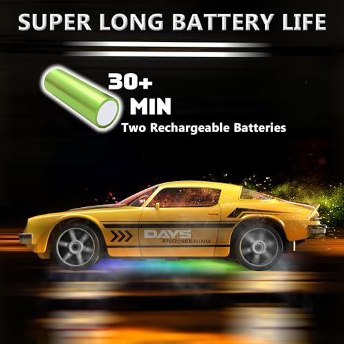 RC Drift Car 1:24 Remote Control Car 4WD 15KM/H High Speed Racing Sport Car with LED Lights RC Cars Toy for Kids Boys Girls Adults Gifts Birthday Christmas - color: Yellow