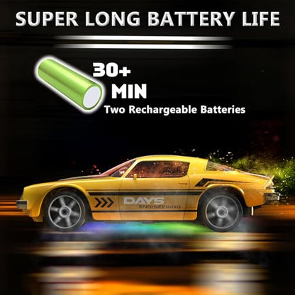 RC Drift Car 1:24 Remote Control Car 4WD 15KM/H High Speed Racing Sport Car with LED Lights RC Cars Toy for Kids Boys Girls Adults Gifts Birthday Christmas - color: Yellow