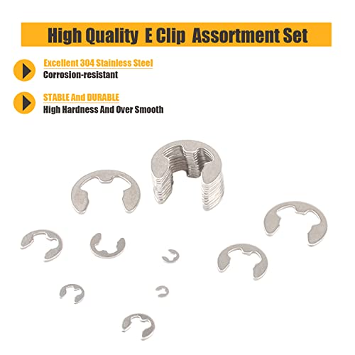 E Clips Assortment Kit, Snap Rings Assortment Kit with Retaining Rings, 425PCS 304 Stainless Steel E Clip Set (M1.5-M15) - size: 425PCS