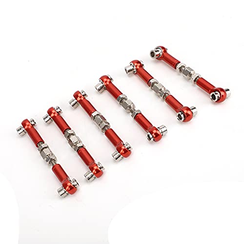 6 Pcs Adjustable Servo Links Tie Rod Set High Precision Aluminum Alloy RC Car Accessories for 1/10 1/12 Buggy Touring Drift Cars Red Purple Black Dark Blue Light Blue (Red) - color: Red