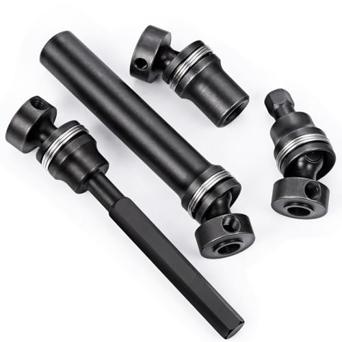 2PCS Steel 1144 Drive Shafts Center CVD Driveshaft Metal Front + Rear Drive Shaft RC Car Spline Drive Shafts for Tra-xxas 1/16 E Revo Summit RC Crawler Car (Black)