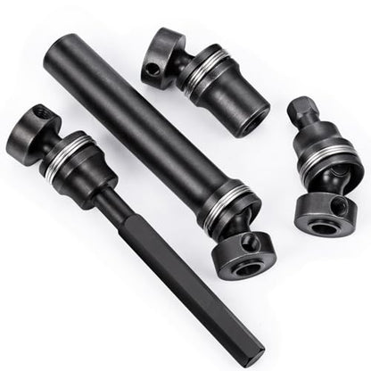 2PCS Steel 1144 Drive Shafts Center CVD Driveshaft Metal Front + Rear Drive Shaft RC Car Spline Drive Shafts for Tra-xxas 1/16 E Revo Summit RC Crawler Car (Black)
