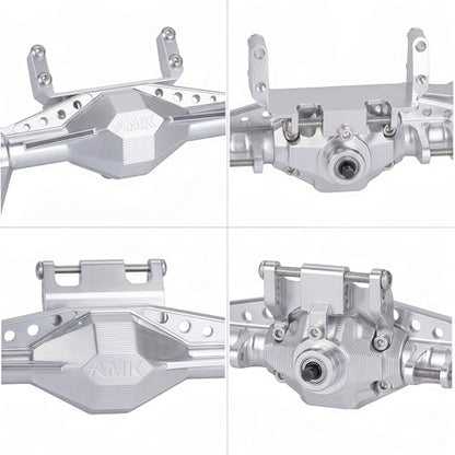UTB18 CNC Aluminum Portal Axle Set — Complete Front & Rear Upgrade for Axial UTB18 Capra 1/18 RC Crawler, Total Weight 335g (Silvery) - color: Silvery