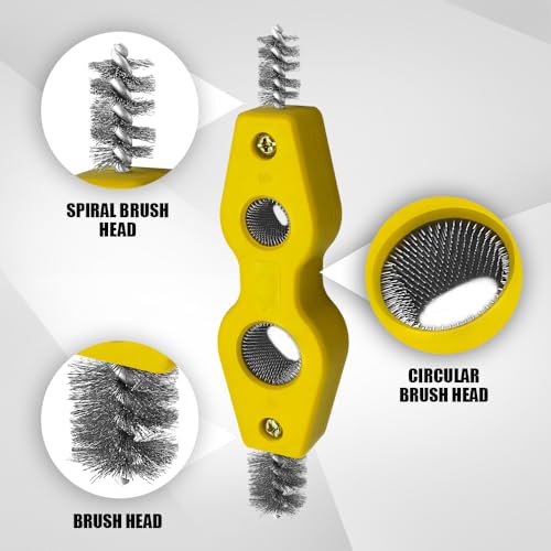 4 in 1 Car Battery Cleaning Brush, Battery Terminal Cleaner, Anti-Rust Auto Battery Cleaner Brush Tool with Steel Wire, Vehicle Battery Terminals Machine Parts Cleaning Tool for Cars (Yellow) - color: Yellow