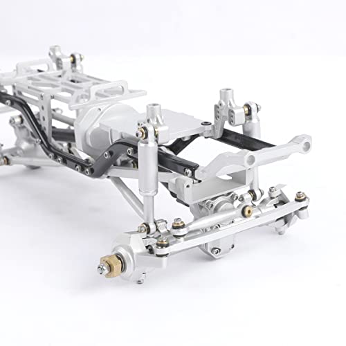Aluminum Complete Frame Chassis Assembled kit for 1/24 SCX24 AXI00001 C10 RC Crawler Car Upgrades (Silver) - color: Silver