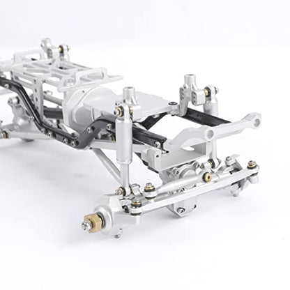 Aluminum Complete Frame Chassis Assembled kit for 1/24 SCX24 AXI00001 C10 RC Crawler Car Upgrades (Silver) - color: Silver