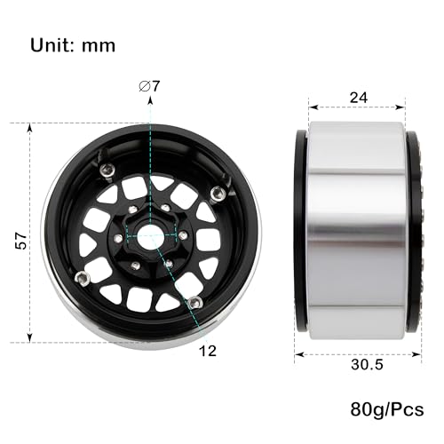 MEUS RACING 1.9 Beadlock Wheels Rims Deep-Dish Wheel for Axial SCX10 Traxxas TRX4 Vanquish VS4-10 Redcat Gen8 1/10 RC Crawler Upgrades (Style B, Black) - color: Style B, Black