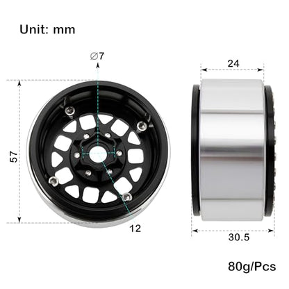 MEUS RACING 1.9 Beadlock Wheels Rims Deep-Dish Wheel for Axial SCX10 Traxxas TRX4 Vanquish VS4-10 Redcat Gen8 1/10 RC Crawler Upgrades (Style B, Black) - color: Style B, Black