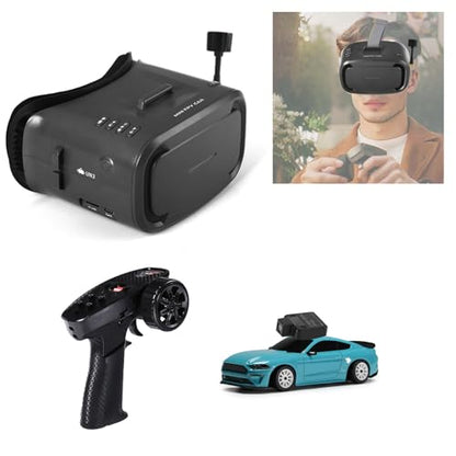 MG034 FPV Drift RC Car with Goggles & Camera for Thrilled Rxperience,20KM/H Remote Control Cars- Gyro,Drift/Racing Tires,Full Simulated Lighting System,4WD RC Car Toy for Adult (Blue, FPV Version) - color: Blue