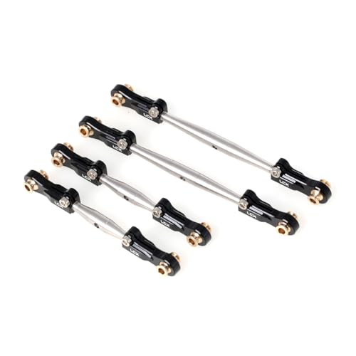 LCX Racing 1/10 RC Crawler Car Stainless Steel Suspension Front Steering Link Set Rear Link Set 4pcs for RC Truck Arrma Fury, Upgrades Parts Accessories (Black) - color: Black