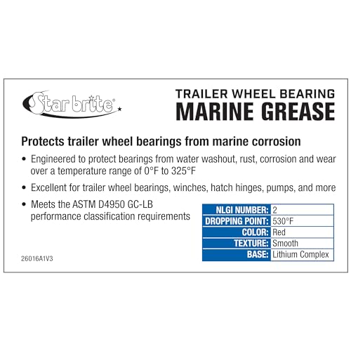 STAR BRITE Trailer Wheel Bearing Grease NLG#2 - Advanced Marine-Grade Protection Against Rust, Corrosion & Water Washout - style: 16 Oz Tub