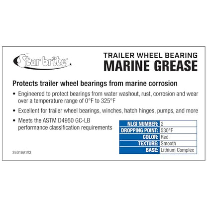 STAR BRITE Trailer Wheel Bearing Grease NLG#2 - Advanced Marine-Grade Protection Against Rust, Corrosion & Water Washout - style: 16 Oz Tub