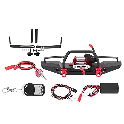 VINGVO Metal Front Bumper, RC Car Crawler Upgrade Part, Split Type Design with Winch for RC Car