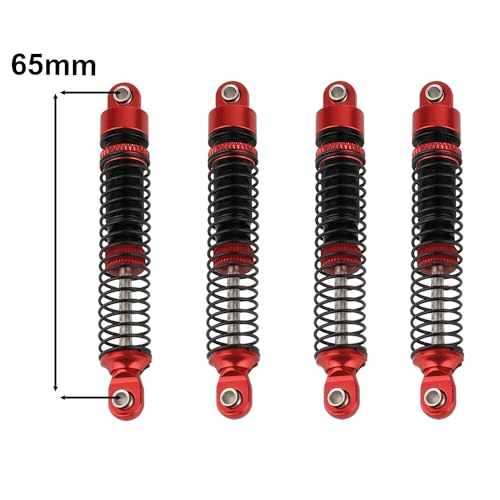 4PCS 65mm Aluminum Shocks Absorbers Oil Threaded Damper for 1/18 RC Crawler TRX4M TRX-4M Bronco Defender K10 Upgrade Parts (red) - color: 65mm-red