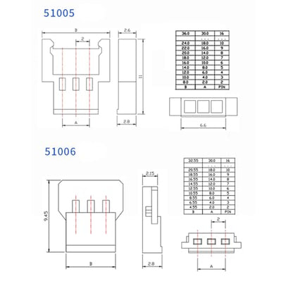MX 2.0mm 51005 51006 Connectors Plug with Crimp Terminals Kit 2.0mm Pitch Male Female Housing for RC Battery Adapter