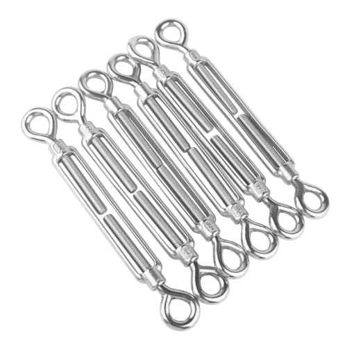 6PCS M6 Eye & Eye Turnbuckle 304 Stainless Steel 1/4" Turnbuckle Wire Rope Tension Heavy Duty Turnbuckles for Cable Railing Wire Rope Hardware Kit - size: Eye & Eye-M6
