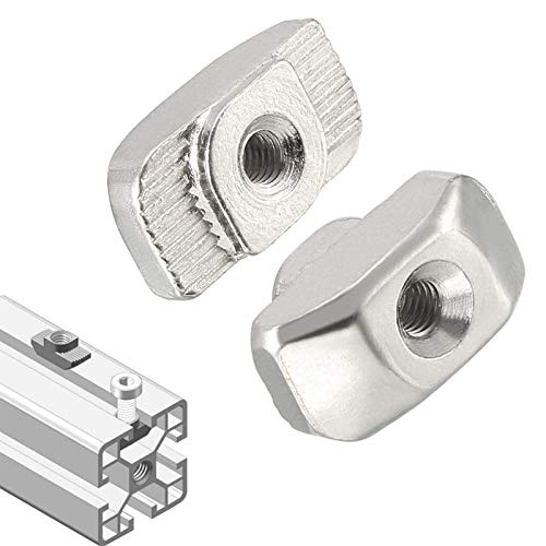 50pcs 3030 Series M6 Thread T Nuts Hammer Head Fastener Nut Sliding T-Nut,Nickel Plated Carbon Steel Nut for 30 Series Aluminum Extrusion Profile T Slot 8mm (3030 Series M6) - size: 3030 Series M6