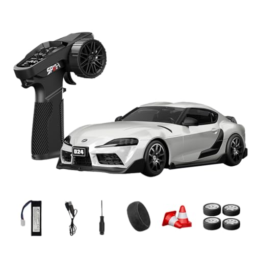 1:24 Scale RC Drift Car with Gyro Stability, 2.4GHz 4WD Proportional Control High-Speed Drift Racing Car with LED Lights & Dual-Mode Tire Switch (Racing & Drift) for Adults (Q1 Pearl White/D24-01) - color: Q1 Pearl White, size: D24-01