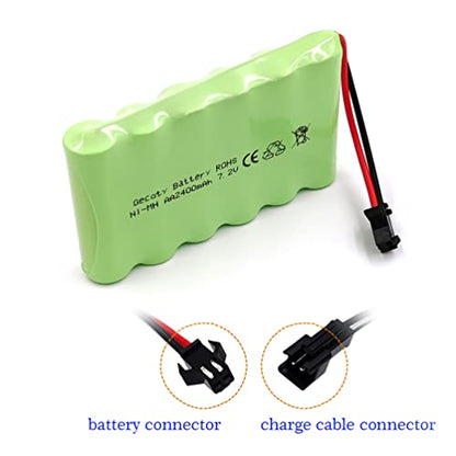 7.2V Ni-MH Battery Pack, 2400mAh Rechargeable AA Battery with USB Charge Cable, SM 2P Plug for RC Car, Truck, Tank, Boat, Toys